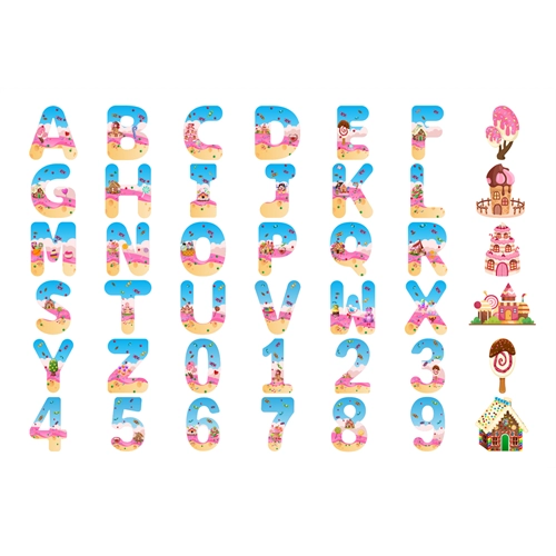 Candyland Theme Alphabet & Number Sticker Sheet